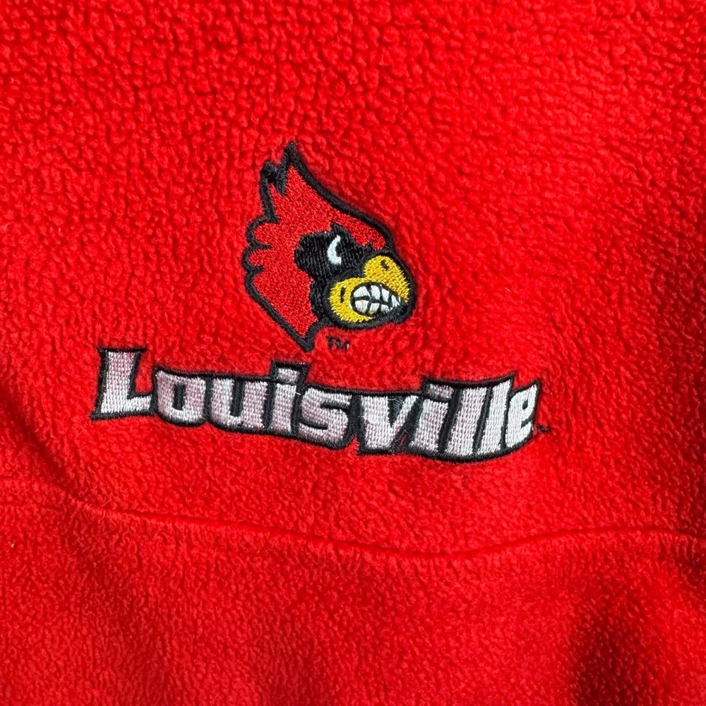 Starter Louisville Cardinals Fleece Pullover Mens XL Red Quarter Zip Mock Neck‎